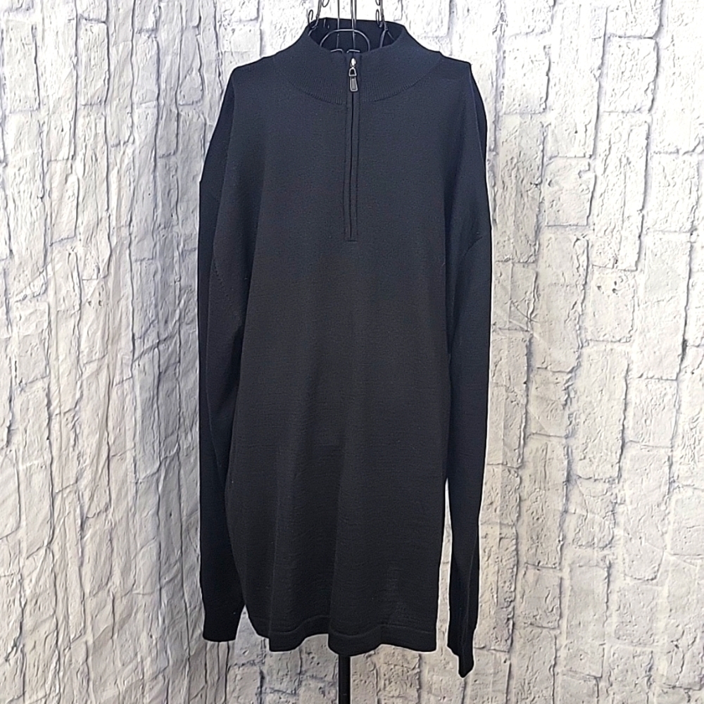 LINEA‎ UOMO Black 1/4 Zip Part Wool Men's Sweater 4 XLT